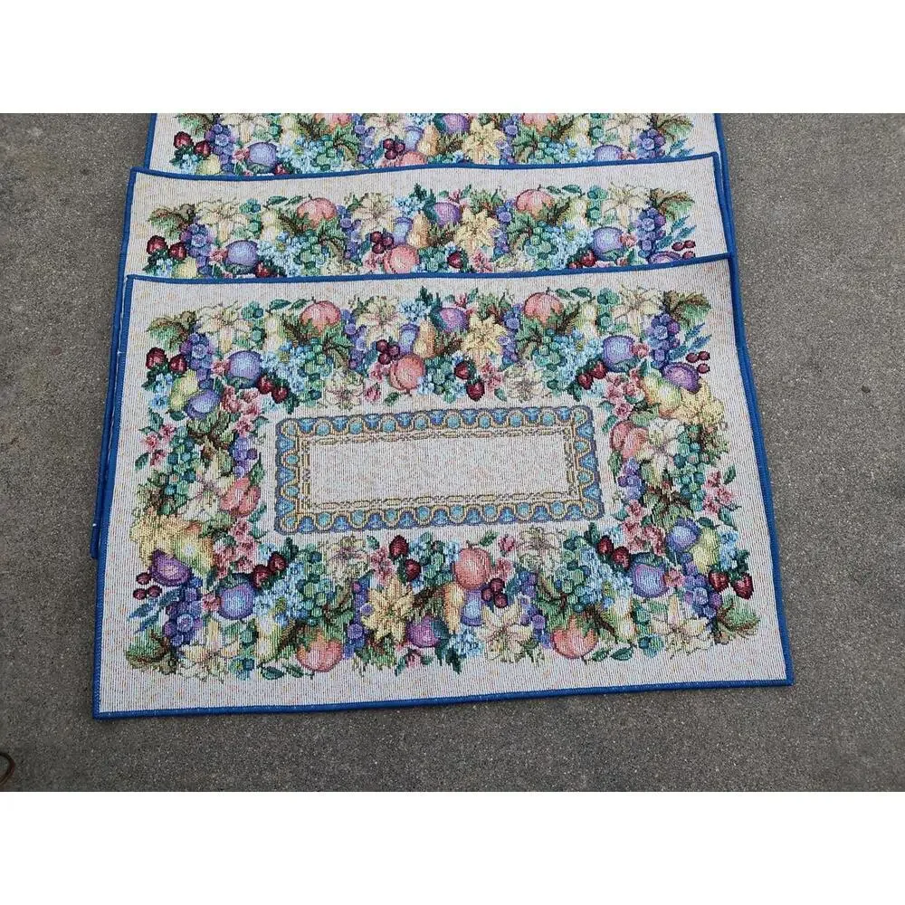 Vintage‎ Floral and Fruits Rectangular Tapestry Placemats Set of 6